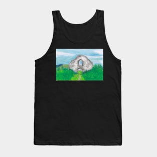 Hen Eglwys, Chapel on the Hill - Pastel Drawing Tank Top